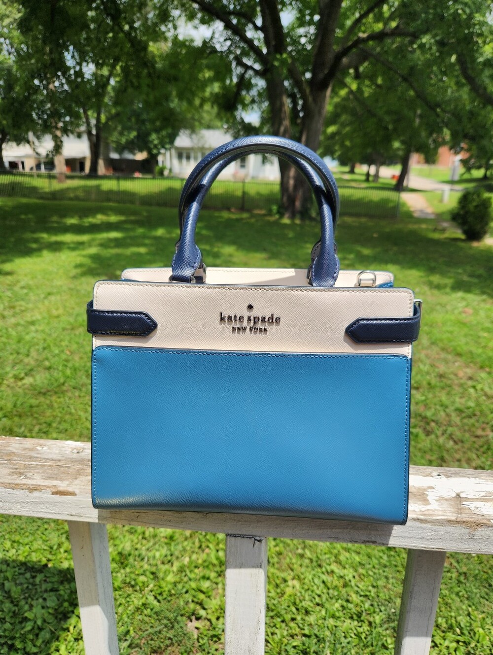 Kate Spade Two Tone Leather Hand Bag Crossbody NWT